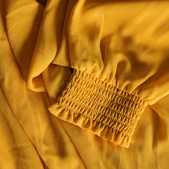 LOFT Bright Yellow / Gold long sleeve blouse / top - Picture 4 of 7